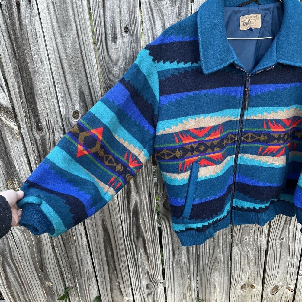 Pendleton Blue And Red Patterned Bomber Jacket - image 3